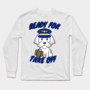 Cute White dog is a pilot Long Sleeve T-Shirt